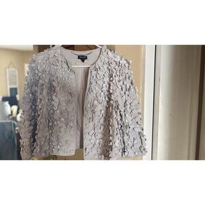 NWT Worth New York 100% Genuine Suede Leather Ruffle Flowers Gray jacket coat